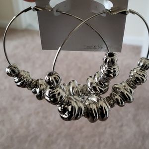 Silver beads large hoop Fashion Earrings